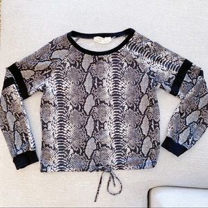 Snake Print Sweatshirt with Drawstring Tie Detail